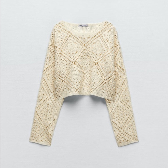 Zara - Cropped Crochet Sweater - Picture 3 of 5
